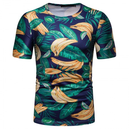 New Summer Men's Banana Print Short Sleeve T-Shirt